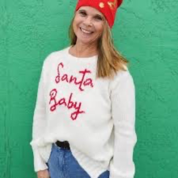 Wooden Ships Santa Baby Holiday Mohair Hand Knit Crew Neck Sweater S/M - Picture 6 of 6
